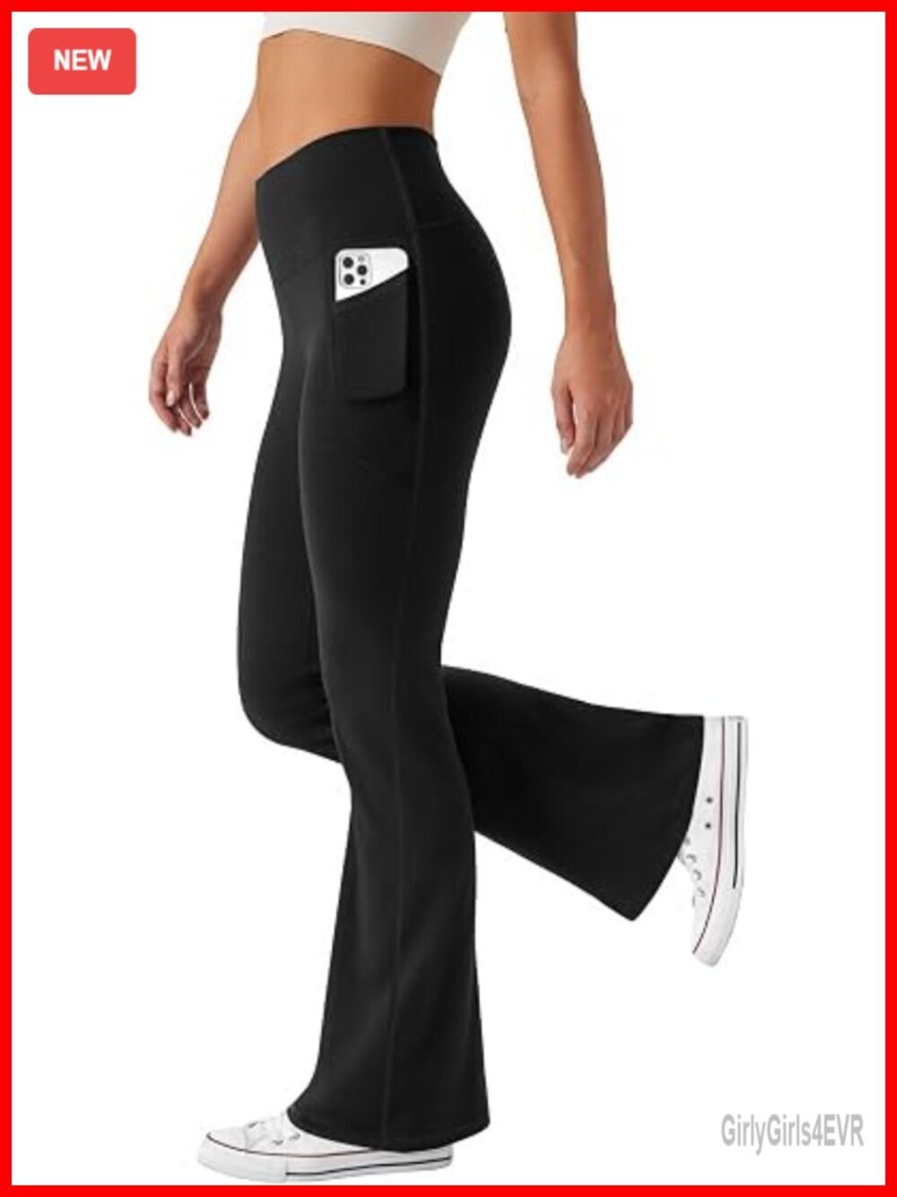 High Waist Flare Yoga Pants with Pockets Bell Bottom Bootcut Leggings